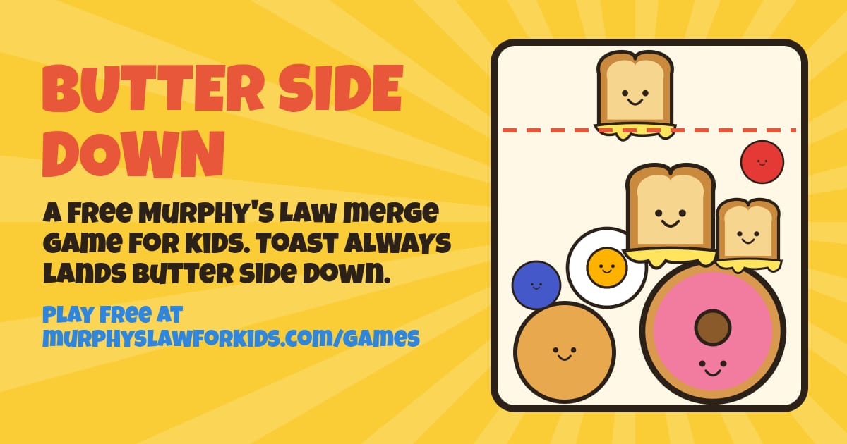 Butter Side Down: smiling toast, eggs and doughnuts piled in a box